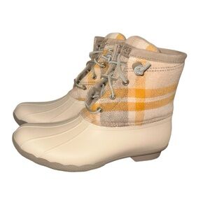 SPERRY PLAID Saltwater WOOL RUBBER DUCK BOOTS women’s size 8.5